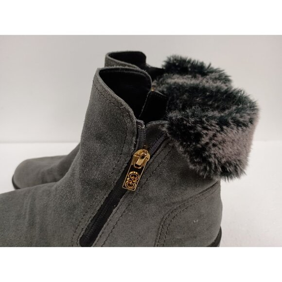 Cole Haan Quinney Ankle Boots Womens 7.5B Gray Suede Faux Fur Waterproof - Picture 2 of 12